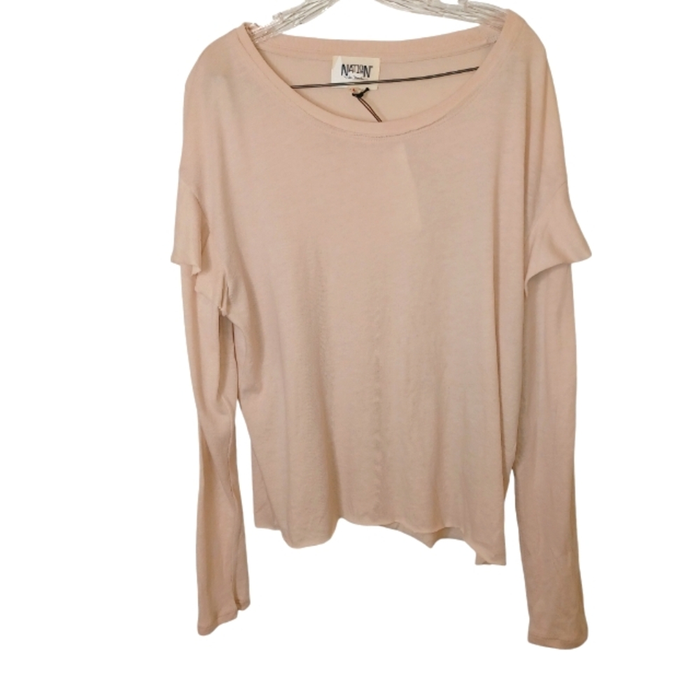 NEW With Tag Nation Ltd Petra Cutoff Long Sleeve Soft Knit Top Women's Sz Lg NWT